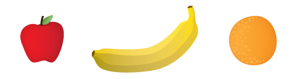 Apple, orange and banana vectors Fruit Vectors